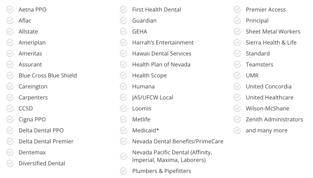 a list of 40 dental insurance providers in Nevada